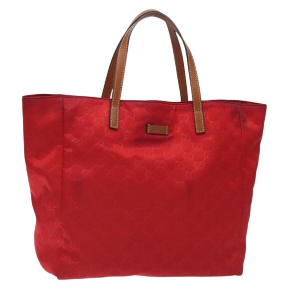 GUCCI GG Canvas Tote Bag Nylon Gold Red - Picture 1 of 12
